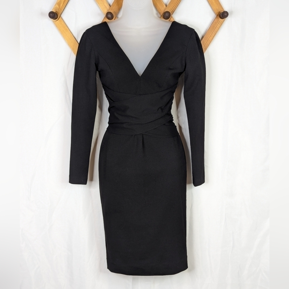 Dress the Population Drew V-Neck Long Sleeve Stretch Mini Dress - Picture 2 of 8